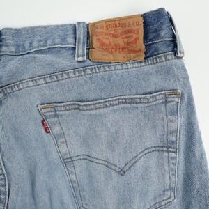 Levis 501 Mens Light Wash Denim‎ Jeans Classic Fit 38x32 Button Fly